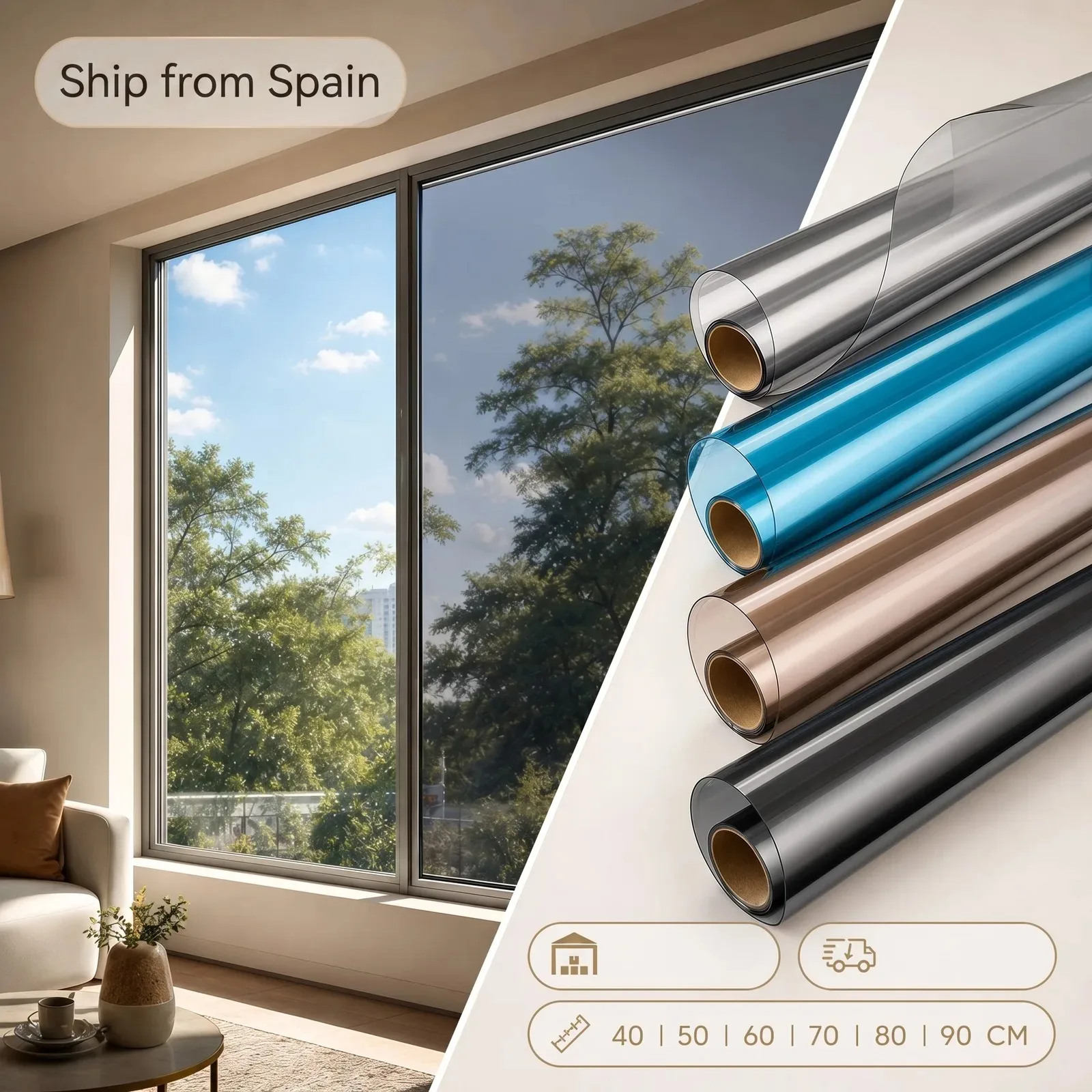 One Way Mirror Window Film Privacy Sun Blocking Glass Sticker Heat Control Reflective Film Self Adhesive Window Tint