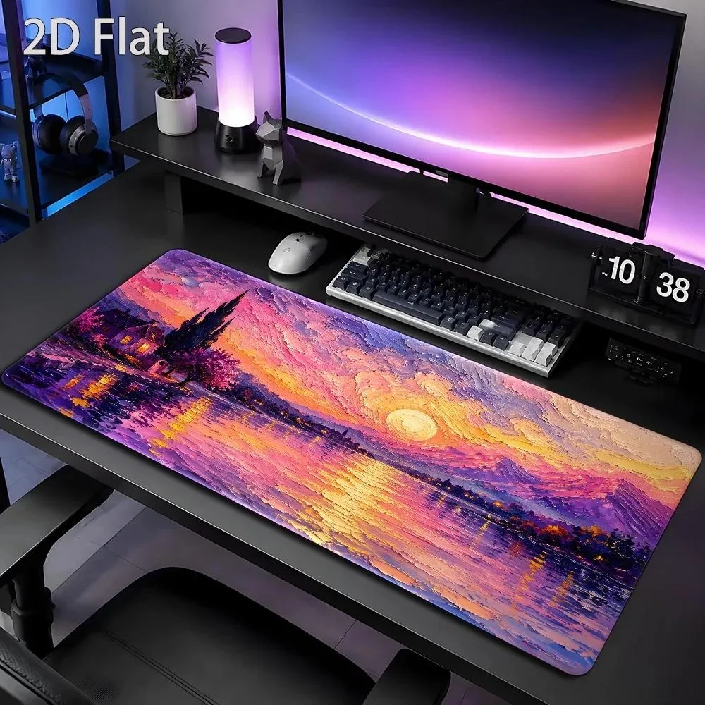 Large mouse pad depicting the magnificent scene of the sunset over the lake surface alfombrillas para escritorio tapis de souris