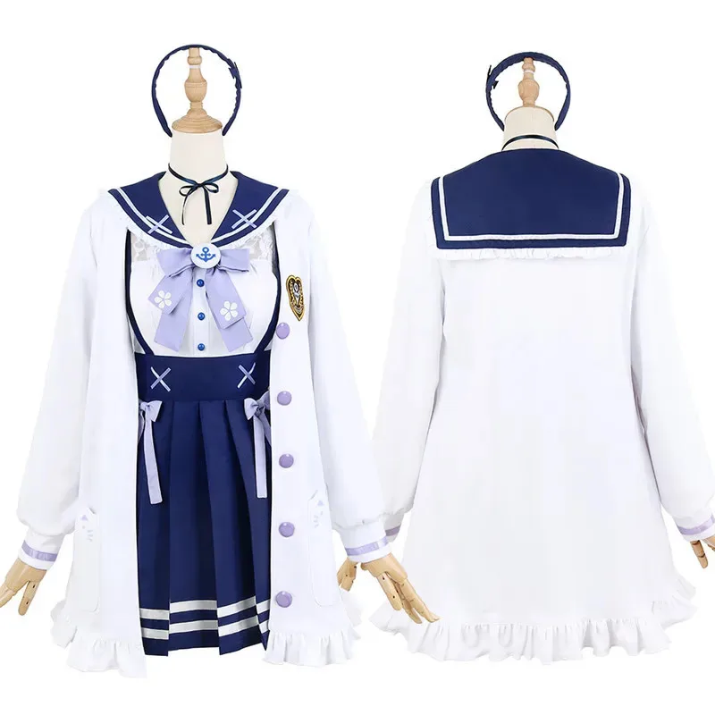 

vivi 2025 SingXeng Anime Vtuber Youtuber Minato Aqua Cosplay Costume Woman Coat Lining Skirt Halloween Lolita Sailor School Unif