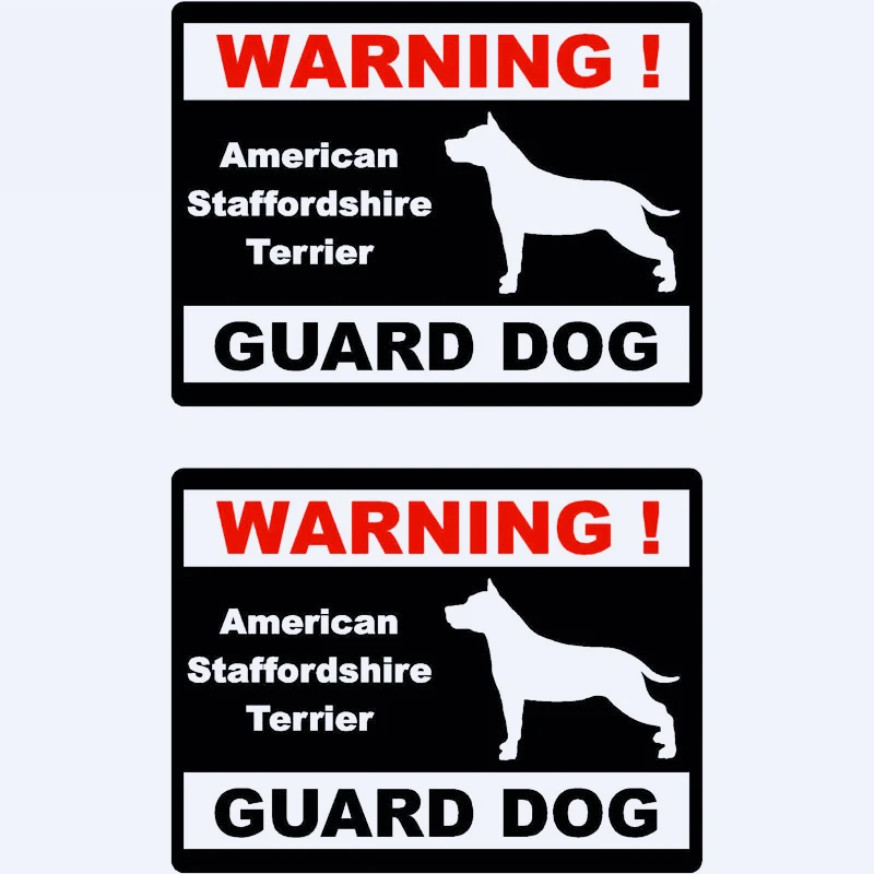 15cm*11cm 2X Warning Car Sticker American Staffordshire Terrier Waterproof Decal for Laptop Truck Motorcycle Auto,KK