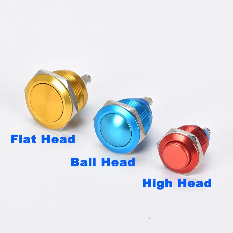 Metal Button Switch 12/16/19/22mm full-oxidation color self-reset point screw foot button red/yellow/blue/green/black