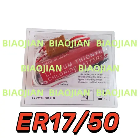 Original NEW ER17/50 ER17500 3.6V 2750mAh PLC Robot Lithium Battery With Four Holes Brown Connector