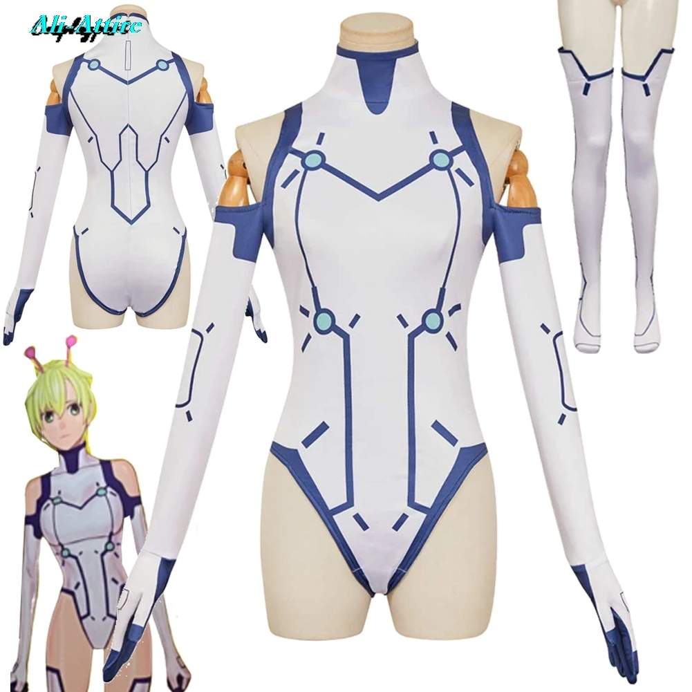 أنيمي دان دادان تأثيري فيمولا الأبيض بذلة الجوارب الملابس هالوماس كرنفال لعب الأدوار زي للنساء الكبار الدعاوى وتتسابق