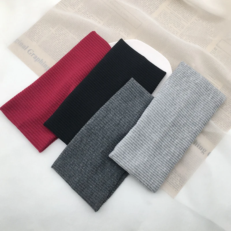 Damen Einfarbiges Breites Gestricktes Elastisches Stirnband für Yoga, Sport, Gesichtswäsche, Haarhalter, Tägliches Haaraccessoire – Detail 5