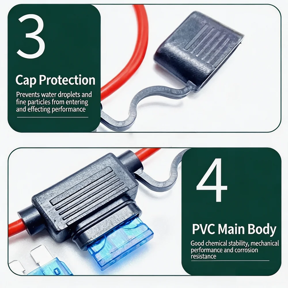 Wasserdichter 10/12/14/16/18AWG Schneidbarer Auto-Inline-Sicherungshalter 5A-50A Standard-/Mini-Sicherungen Sicherheit für Boote, Marinefahrzeuge, LKWs und Fahrzeuge – Detail 4
