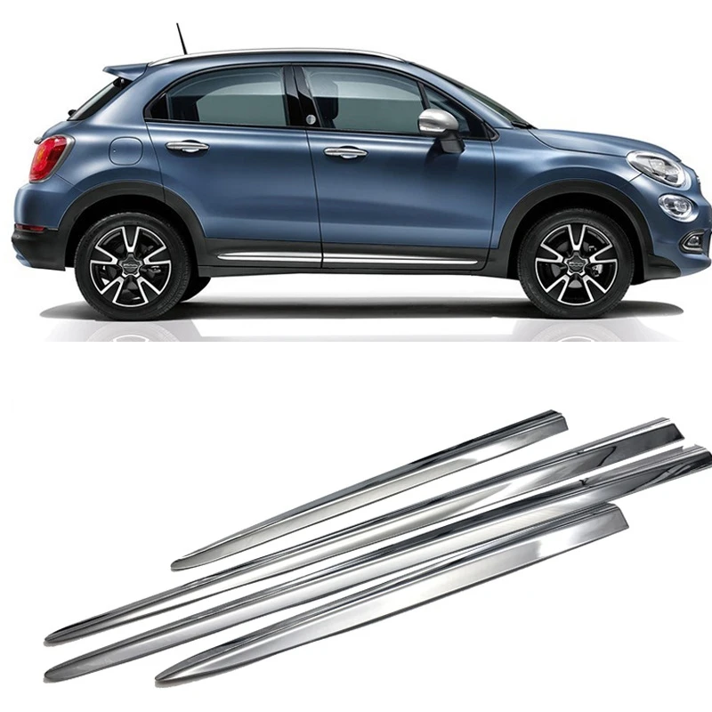 For Fiat 500X 2015 2016 2017 2018 ABS Chrome Side Door Body Molding Line Cover Trim Protector Exterior Decoration  accessories