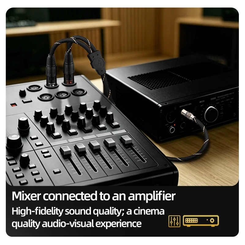 ATAUDIO HiFi 6.5mm TRS to 2XLR Audio Cable 6.35mm Stereo Jack to Dual XLR Male 6N OFC Adapter Cable