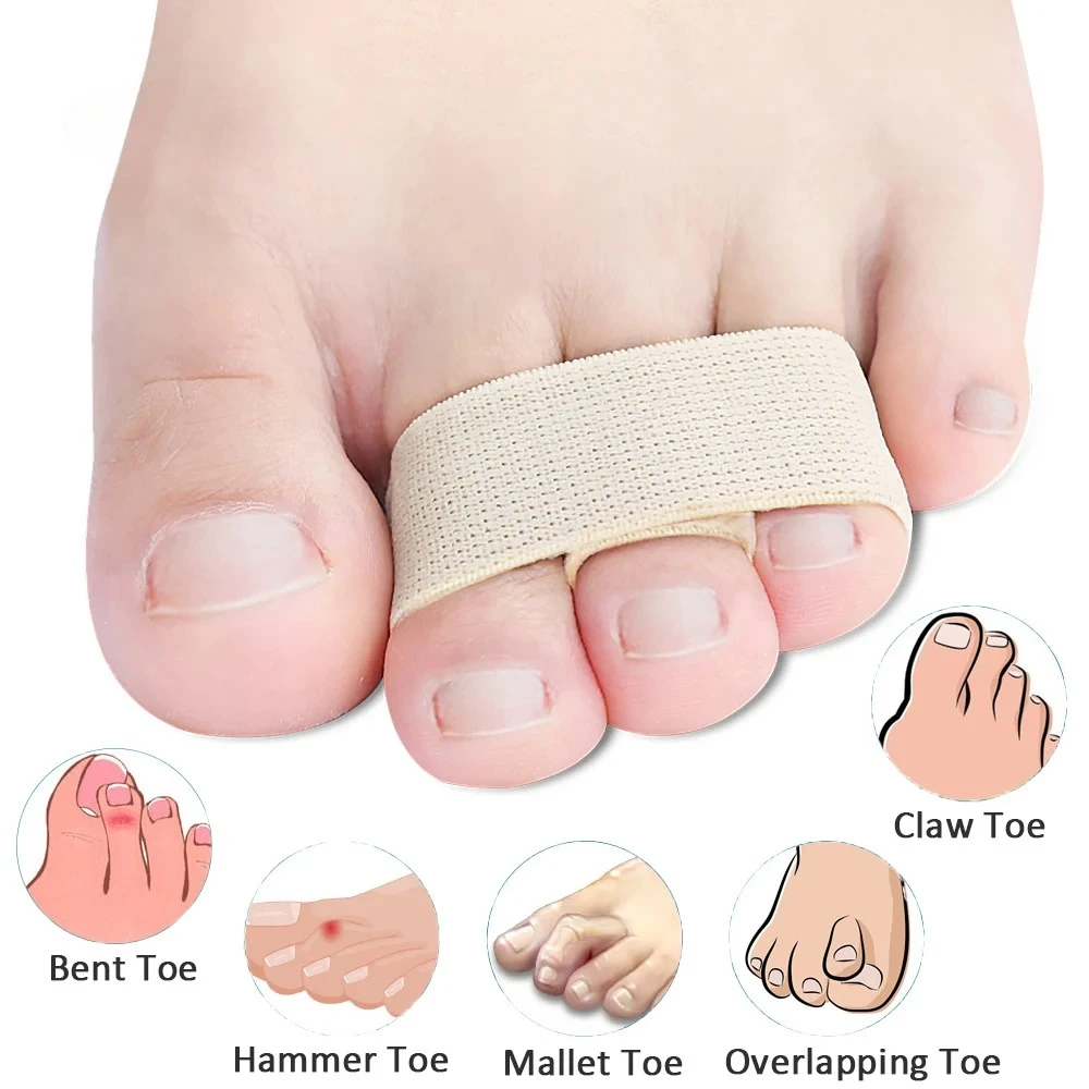 2Pcs Hammer Toe Straightener Toe Splints Bandages for Broken Bent Overlapping and Hammer Toes Protector