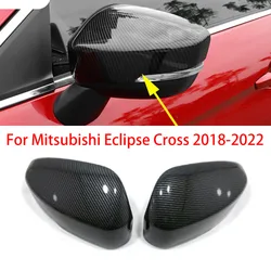 For Mitsubishi Eclipse Cross 2018-2022 Rearview Side Mirror Cover Wing Cap Exterior Door Rear View Case Trim Carbon Fiber Look