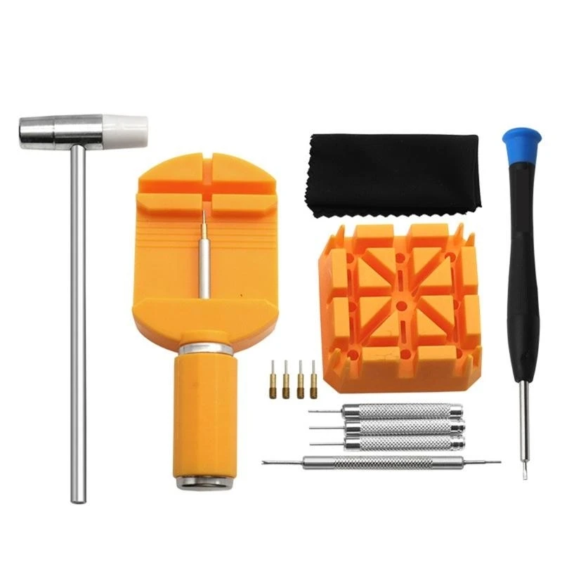 

652F Watch Band Adjustment 19Pieces Watch Strap Repair Tool with Stainless Steel Pin and Hammers for Link Removal