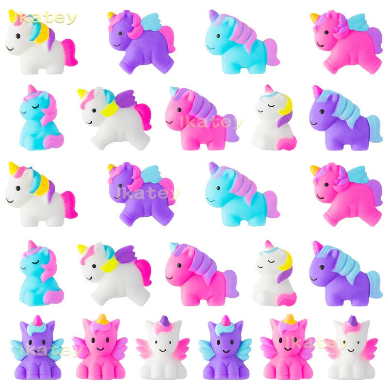 

24Pcs Unicorn Mochi Squeeze Toys Kawaii Ponies Squishy Toy Stress Relief Rainbow Soft Tactile Senses Toy Birthday Gift for Kids