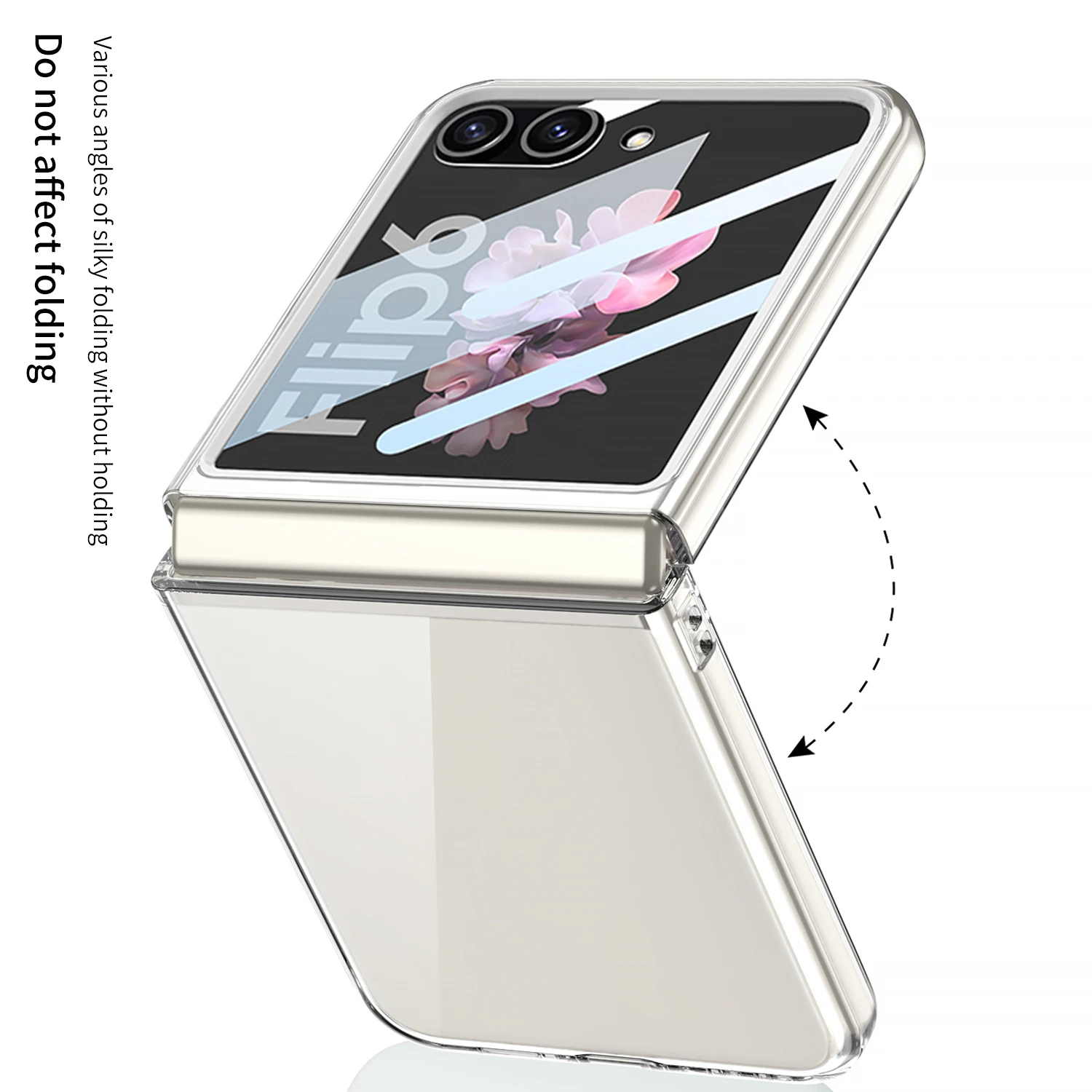 Luxuriöse, transparente, ultradünne PC-Hülle für Samsung Galaxy Z Flip 6 5 ZFlip6 Flip5 360, integrierte Displayschutzfolie, stoßfeste Abdeckung