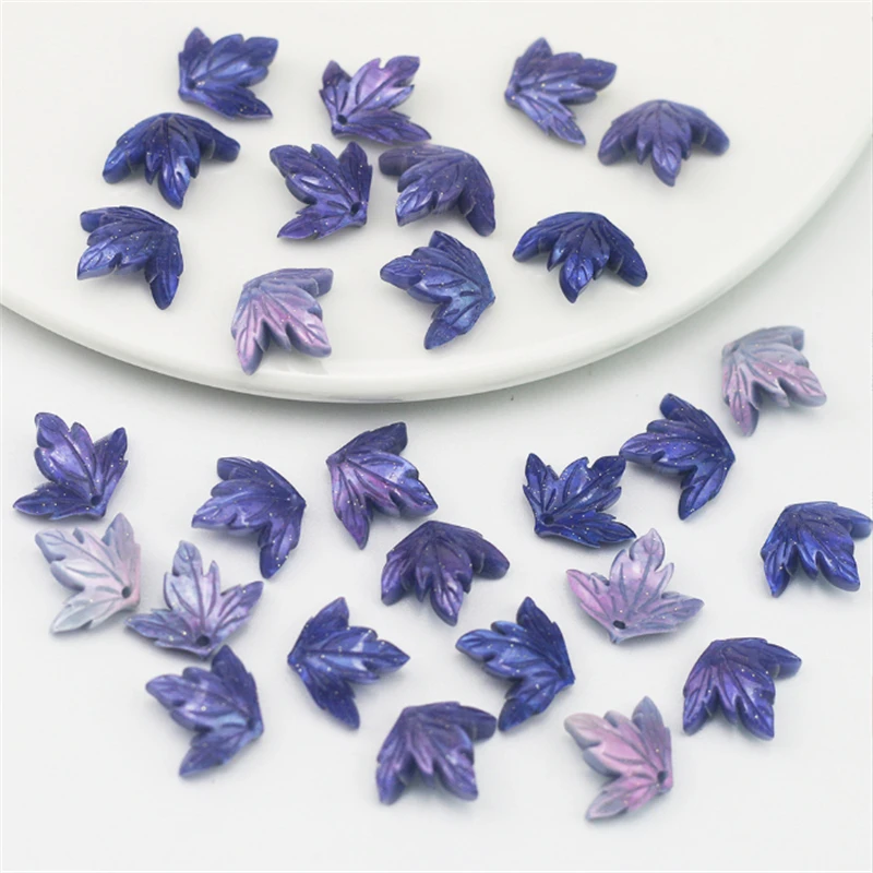 20Pcs/Lot new 16MM Acetic Acid Flower Leaves Beads Torus Spacer Beads Charm Connectors Diy Hair Jewelry Making Resin Accessories
