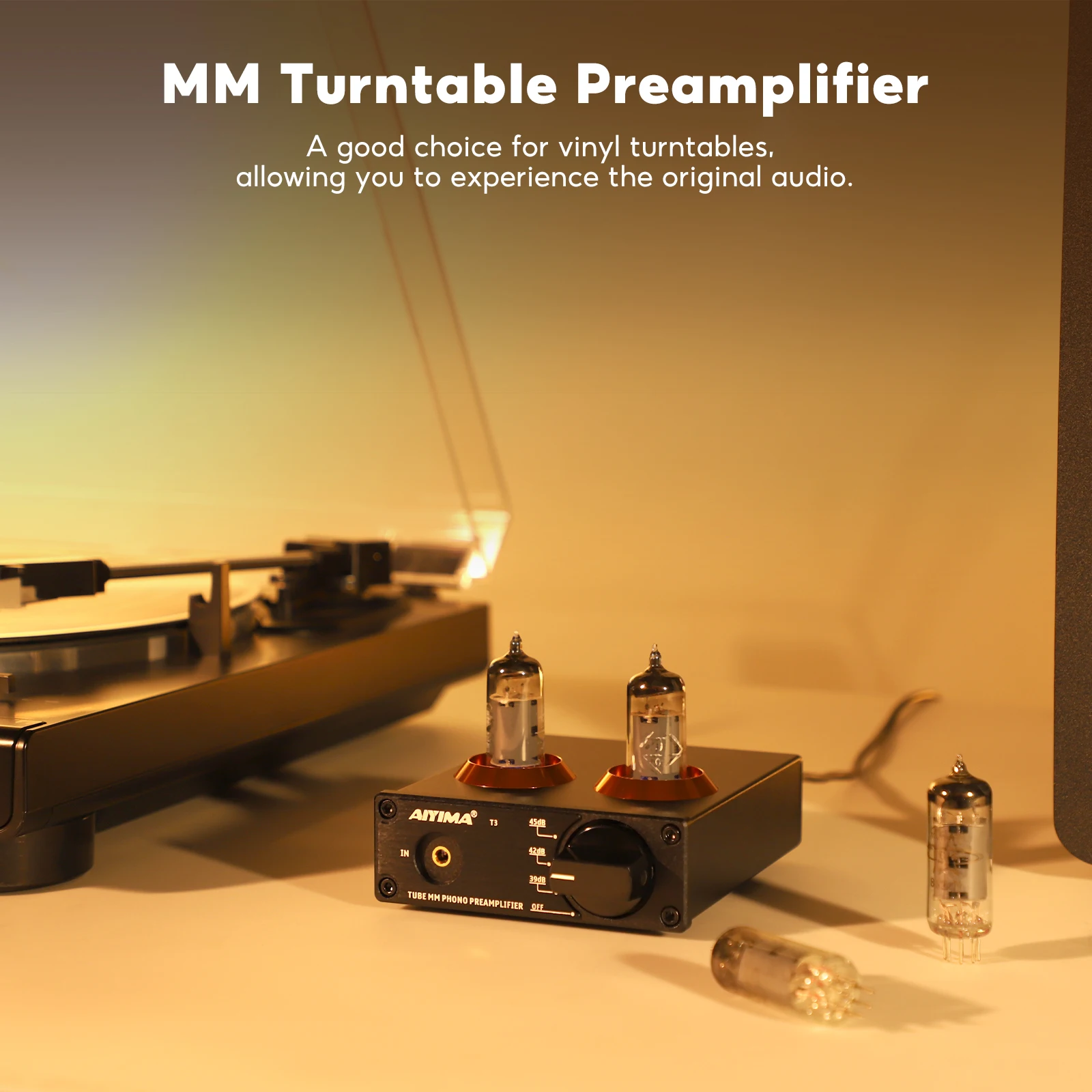 AIYIMA T3真空管プリアンプアンプ 6A2真空管 MMフォノ レコードプレーヤー ステレオプリアンプ ターンテーブルプリアンプ アンプ
