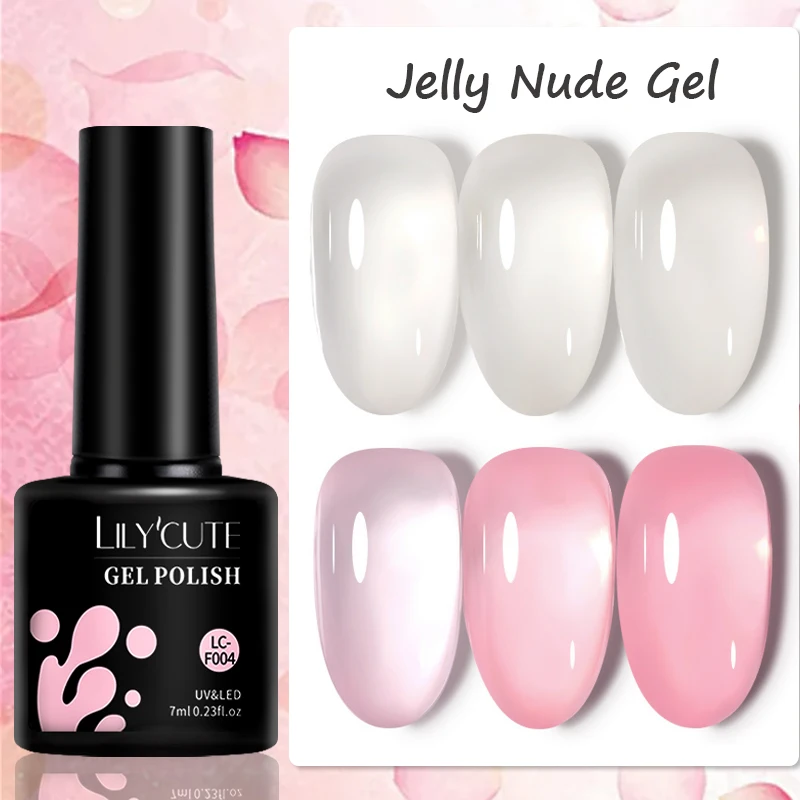 LILYCUTE 7ML Gelatina Rosa Smalto per unghie Gel di colore traslucido Vernis Gel UV semipermanente Nail Art Top Coat Smalto per unghie