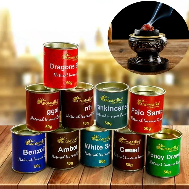 

50g/ Can Indian Natural Resin Series Fragrance Granules Aromatherapy White Sage Benzoin Indoor Yoga Meditation Soothing Spirit