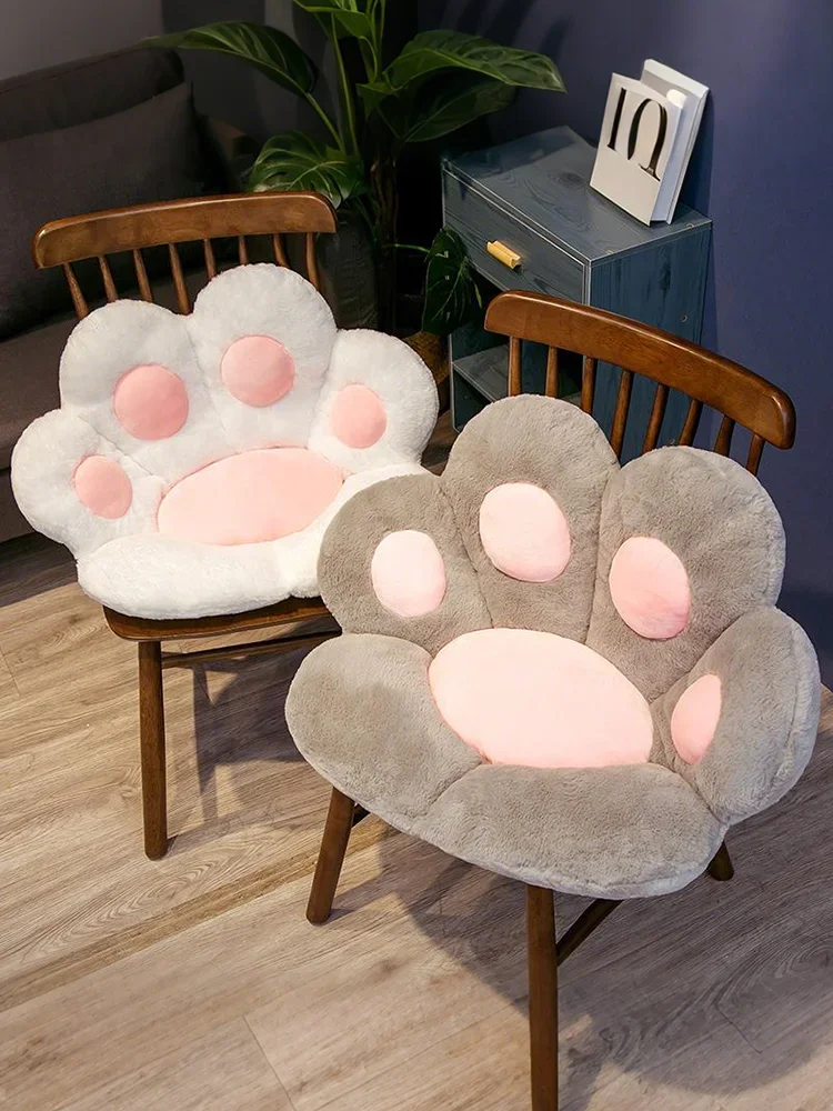 Soft Cat Paw Chair Cushion Semi-surrounded Cushion Plush Stuffed Seat Office Seat Back Pillows Home Carpet Indoor Sofa Decor