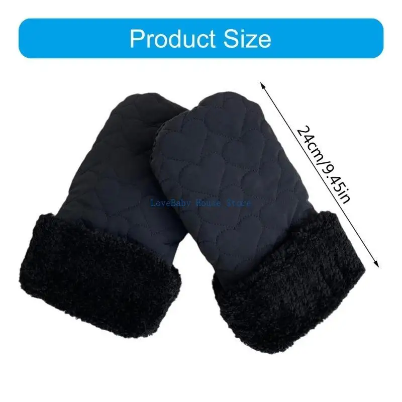 BX0D Plush عربات المبطنة قفازات للآباء والأمهات الذين يستخدمون عربات الأطفال يضمن الراحة أثناء المشي في الهواء الطلق