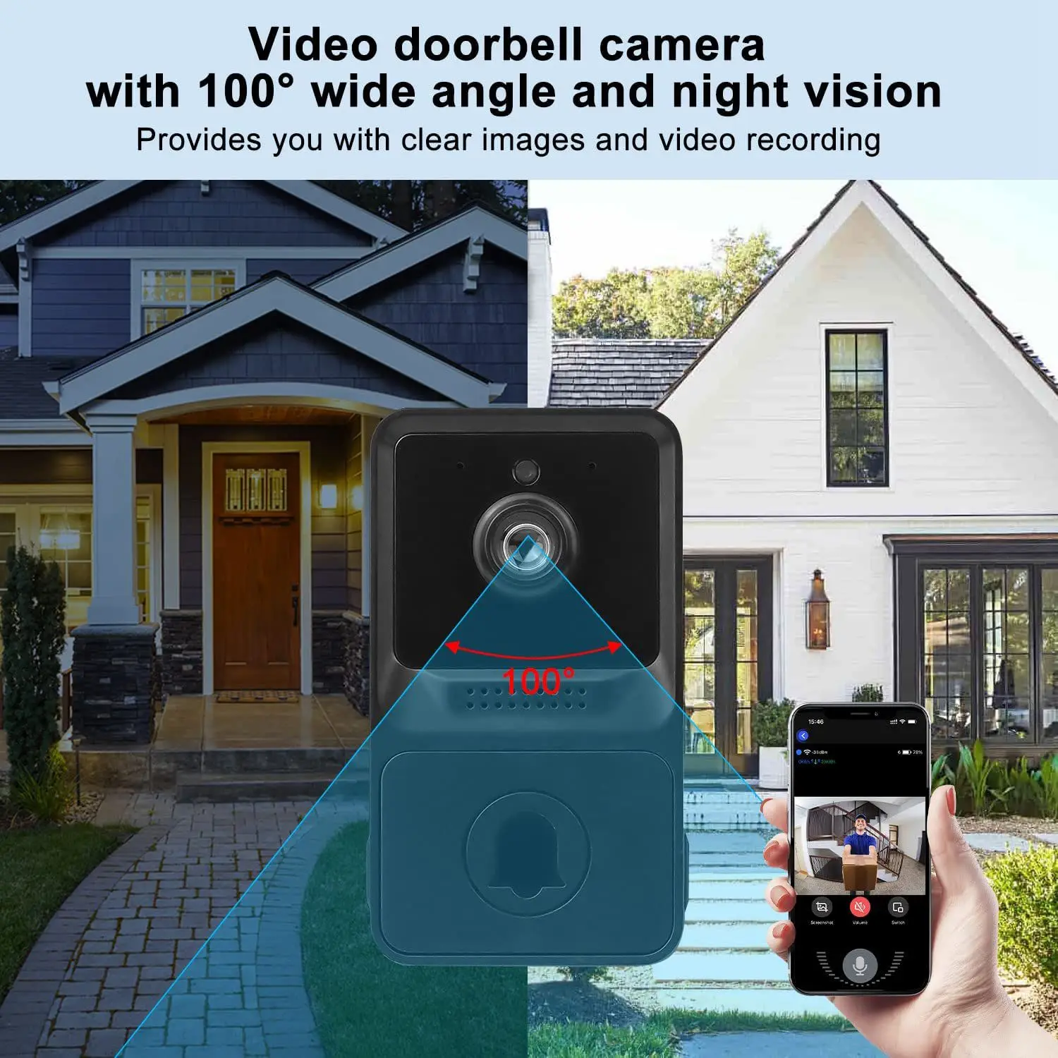 Video Doorbell Wireless Smart Security Doorbell Camera Doorbell With Cloud Storage, 2-Way Audio Real-Time Monitoring