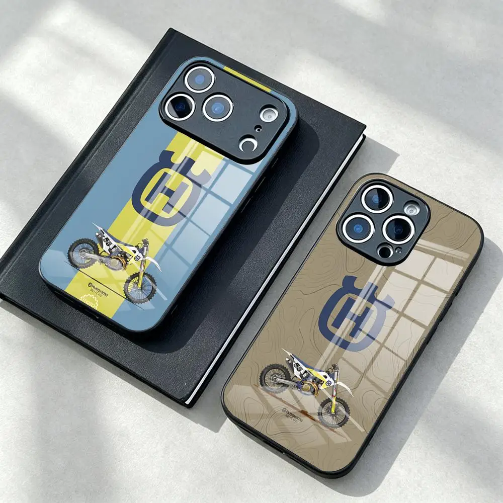 H-Husqvarnaes Logo Phone Case For IPhone 15 Pro Max 18 14 Plus 17 Pro Max 12 11 13 X XR XS 16 Plus Air SE Glass Cover