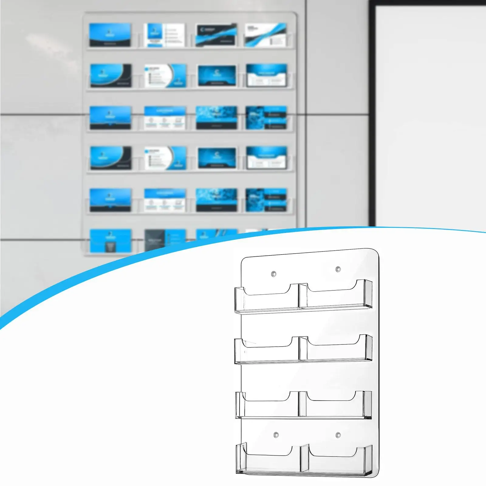 حامل بطاقة عمل أكريليك أفقي مسبق الحفر بطاقة تخزين ملصق عرض موقف معلق تنظيم حامل التسويق #1