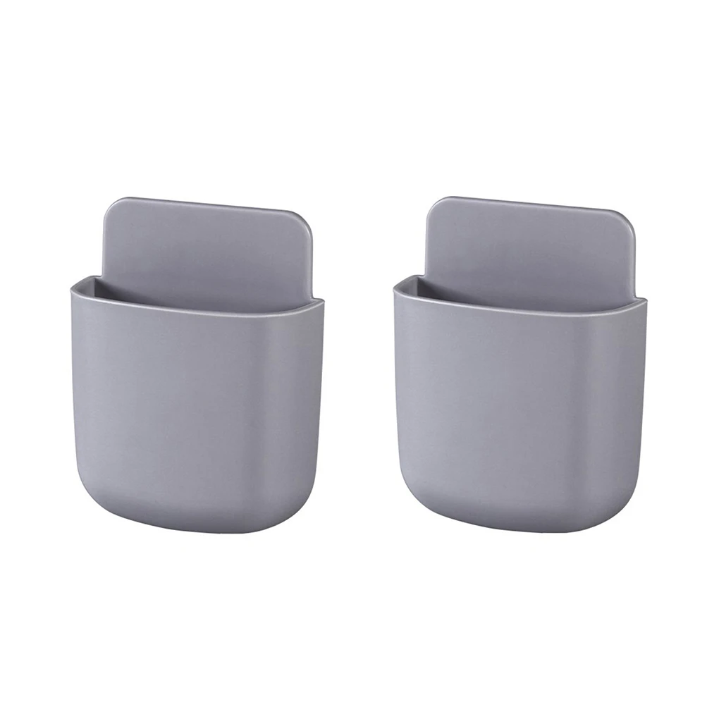 2 Pieces Remote Control Storage Box Phone Holder Organizer Case White