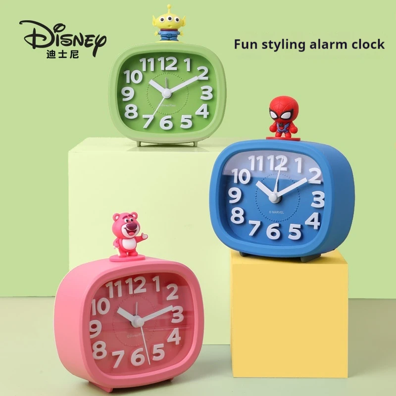 Disney Strawberry Bear Anime Cartoon Series Buzz Lightyear Three Eyed Boy Children'S Cartoon Round Square Alarm Clock