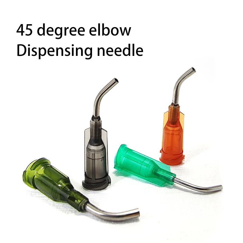 

20pcs 13mm Elbow Dispensing Machine Injection Needle 14G-27G Stainless Steel Dispensing Needle Spiral Mouth Nozzle Glue Needle