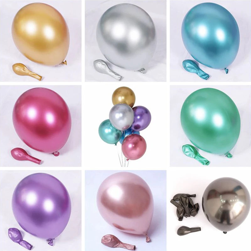 100~10Pcs 5inch Chrome Metallic Balloons Wedding Birthday Party Decoration Golden Silver Metal Balloons Baby Shower Decor