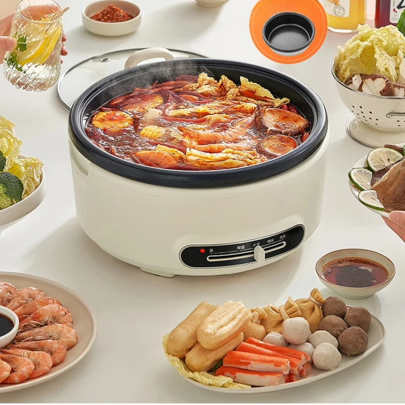 Multi-Cooker Panci Panas Listrik 4L: Steamer, Boiler & Fryer |   Anti Lengket yang Dapat Dilepas, Daya Tinggi 1500W |   Kontrol Panas yang Dapat Disesuaikan