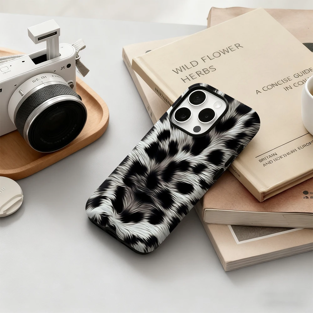 스노우 레오파드 텍스처 아이폰 17 16 15 14 13 12 11 X XS XR XSMAX 8 에어 프로 맥스 플러스 럭셔리 이중층 백 커버