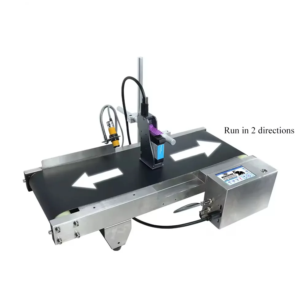 2025 New Smart Touch Screen Multi Language Date Coding Machine Qr Code Barcode logo Inkjet Printer with Conveyor Fast Dry Ink