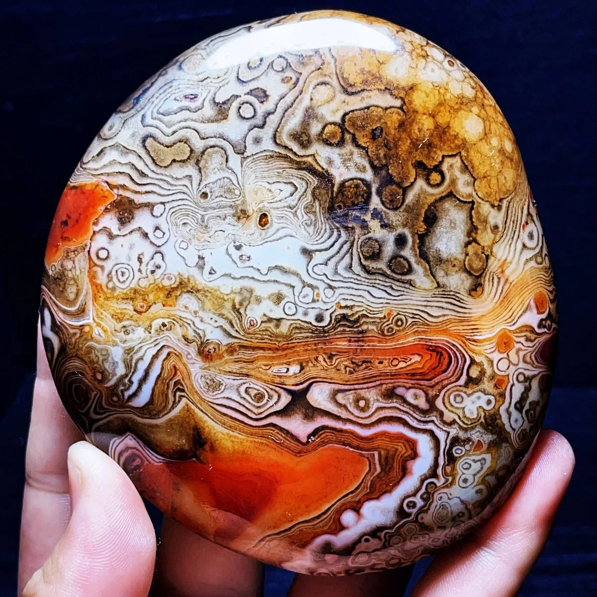 Gift Stone Decor Stone Banded Agate, Tumbled Polished Stone, Table Decor, Natural Stone, Crystal Collection, Desk Decor