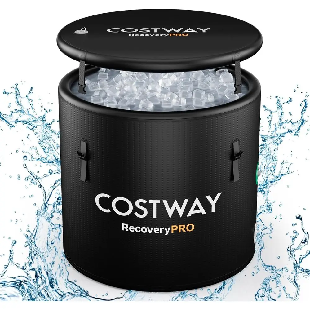 

Надувная овальная ванна для ледяных процедур объемом 79 галлонов с крышкой, портативная уличная ванна для холодных погружений с рюкзаком и насосом, для холодной терапии, совместима