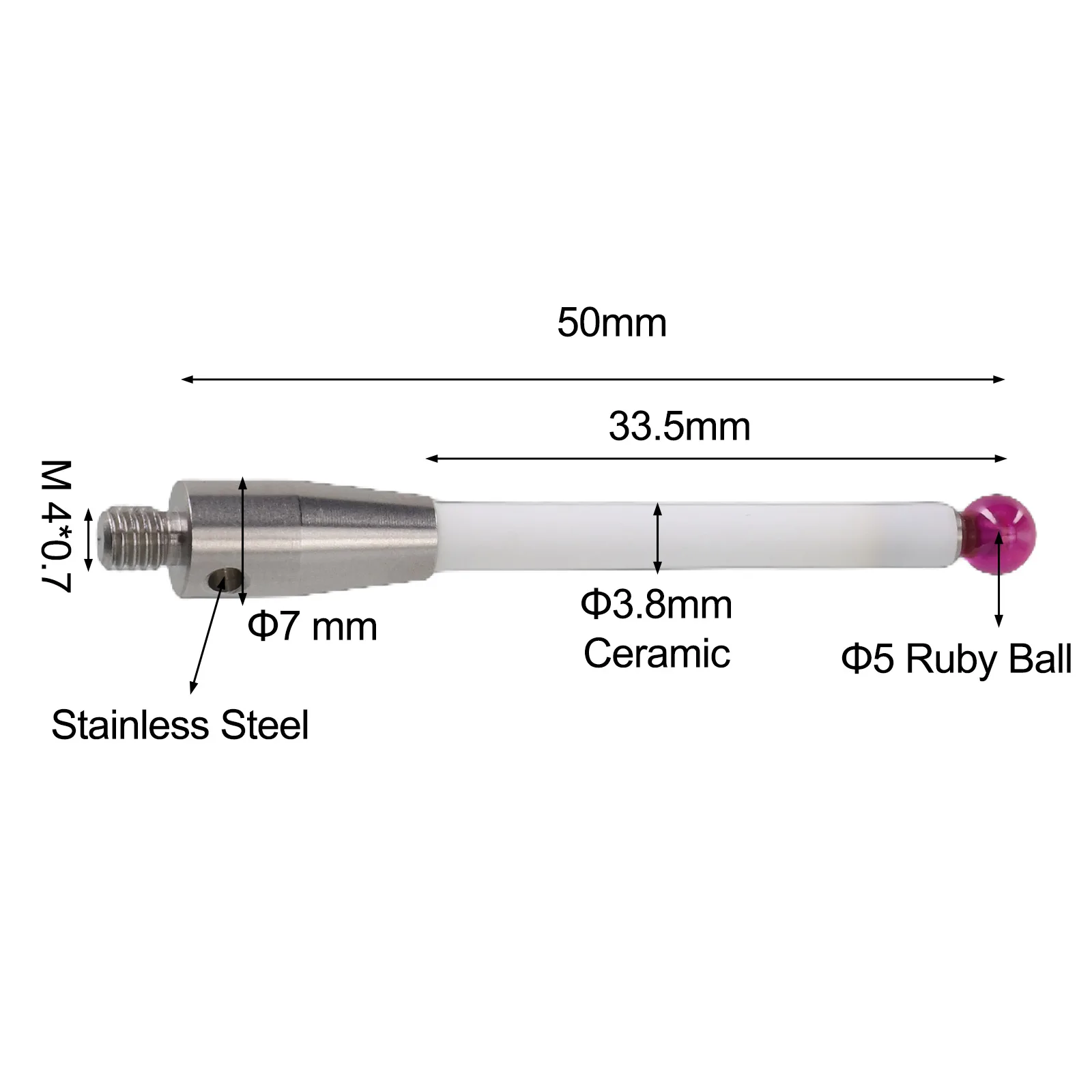 1 peça caneta de sonda de toque cmm 6mm de diâmetro ru por bola haste cerâmica cmm A-5000/5003 para equipamentos de detecção renishaw aneng