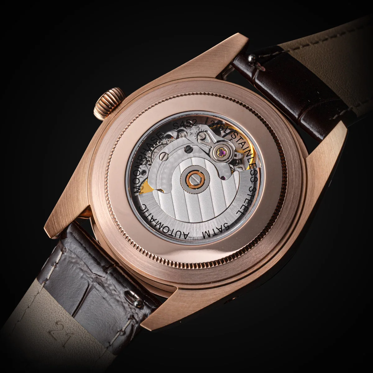Sugess 40mm Watch of Men Moonphase Automatic ST2108 Movement Sapphire Crystal Mechanical Wristwatches Waterproof Date S452