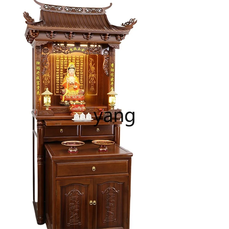 ZL solid wood Buddhist niche vertical cabinet for household use God of Wealth Buddhist cabinet Gongtai