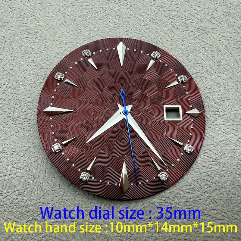 Customized 35mm Watch Dial Multicolor Texture Face Date Window Fit NH35 NH36 Movements Sword Hands Set Wristwatch Mod Parts