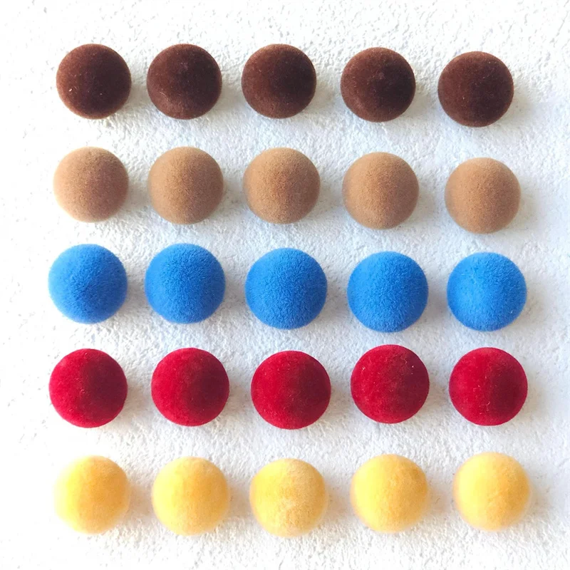 

Wholesale 50pcs/lot 16mm flocking effect rounds balls shape half hole resin beads diy jewelry garment hair accessory