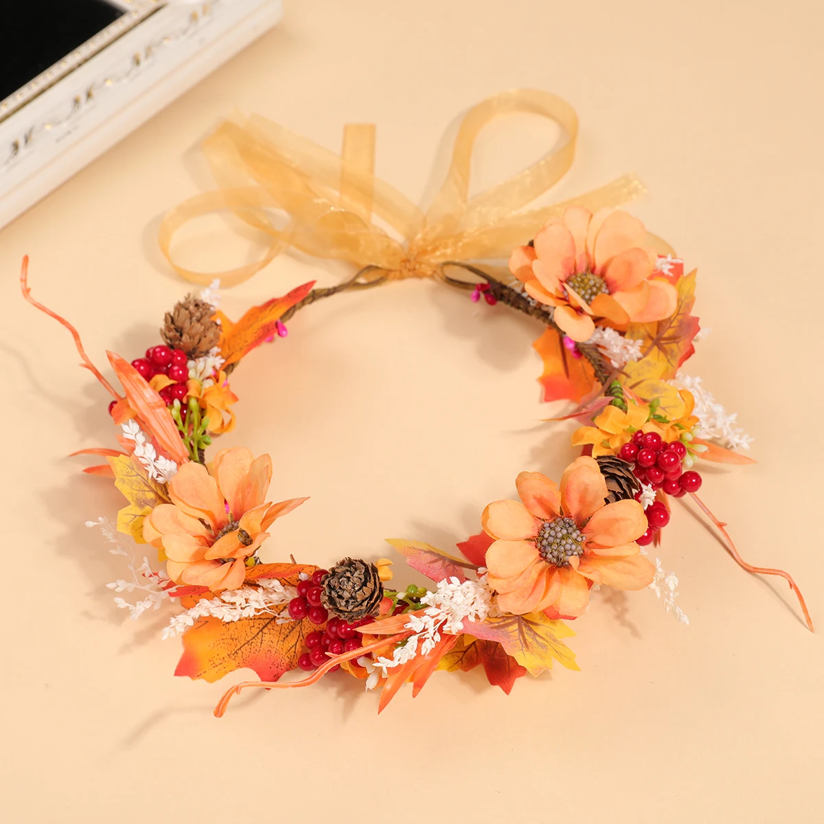 Women Fashion Photoshoot - Autumn Warm-Toned Maple Leaf and Berry