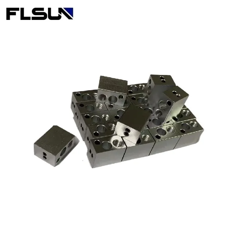 FLSUN-Super Racer Heat Parts, Delta SR Aluminum Heater Block, High Temperature for Extruder Hotend Kits, Original, 5Pcs per Pack