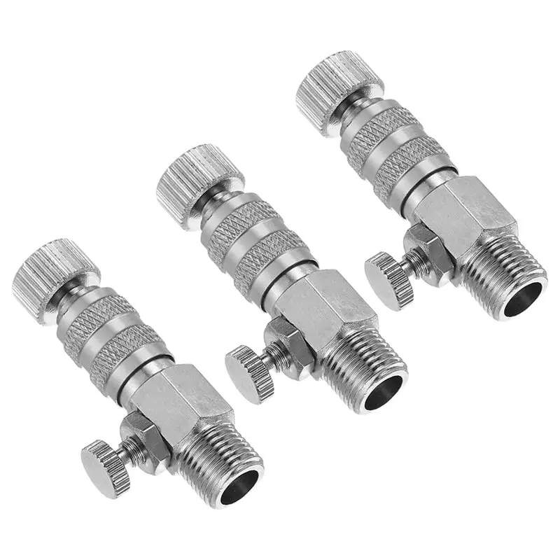 A74E-For Air Brush Quick Connect Set 1/8, 3Pcs Metal For Airflow Control Valve Quick Release Disconnect For Air Brush Hose, Silv