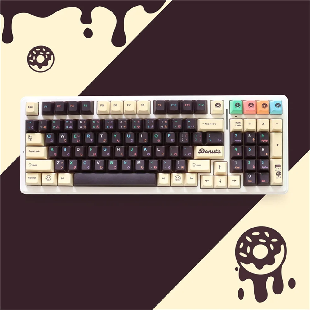 Donut keycaps 129-key PBT material five-sided sublimation original highly adapted to Gateron/Cherry