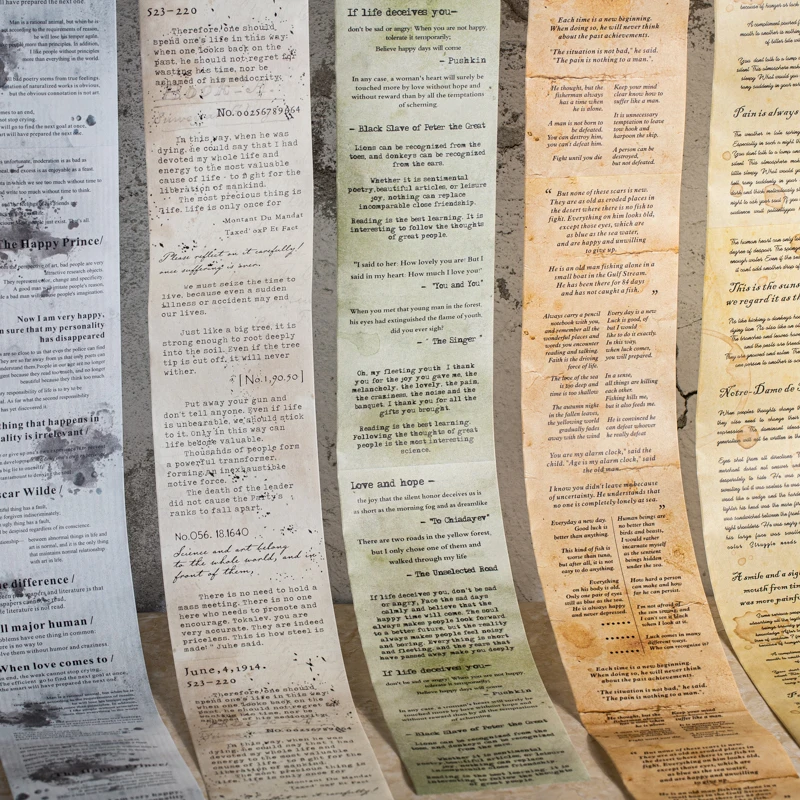 

Journal GO 9x200cm Collage Junk Journal Master's Manuscript Tape Stickers for Scrapbooking Planner Diary Decor Masking Tape