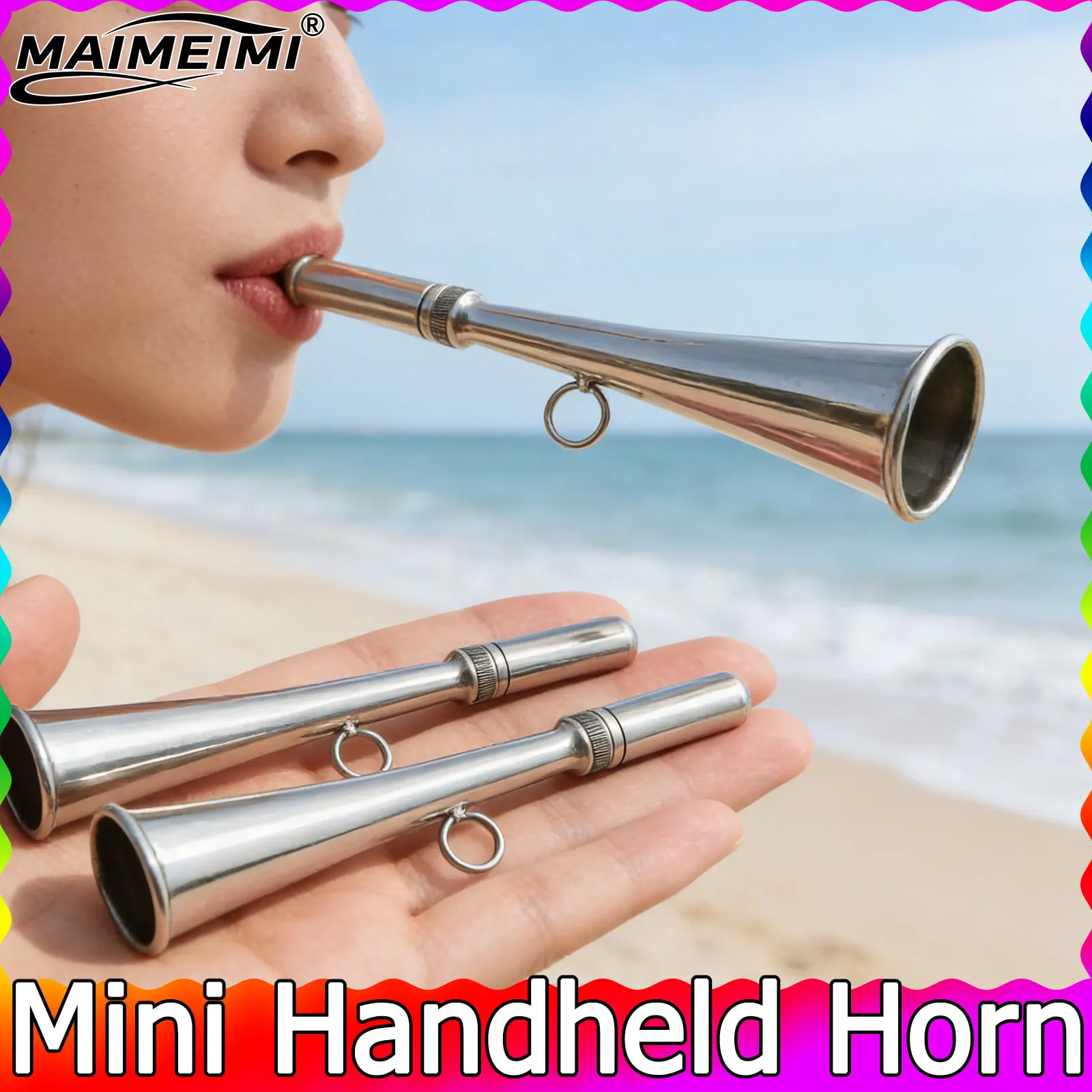 Small Handheld Horn 185MM Boat Foghorn Stainless Steel Handheld Foghorn Removable Handheld Fog Horn Mouthpiece Accessory for
