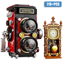 City Series MOC Classic Pendulum Clock Retro Camera Building Blocks DIY Assemble Vintage Camera Bricks Toys For Children Gifts