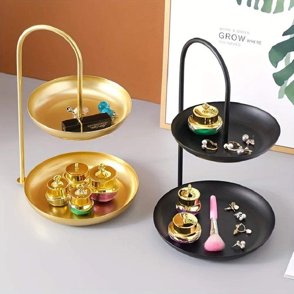 Exquisite Jewelry Storage Basket Cosmetics Storage Basket Nordic Living Room Storage Creative Iron Jewelry Multi-layer Tray