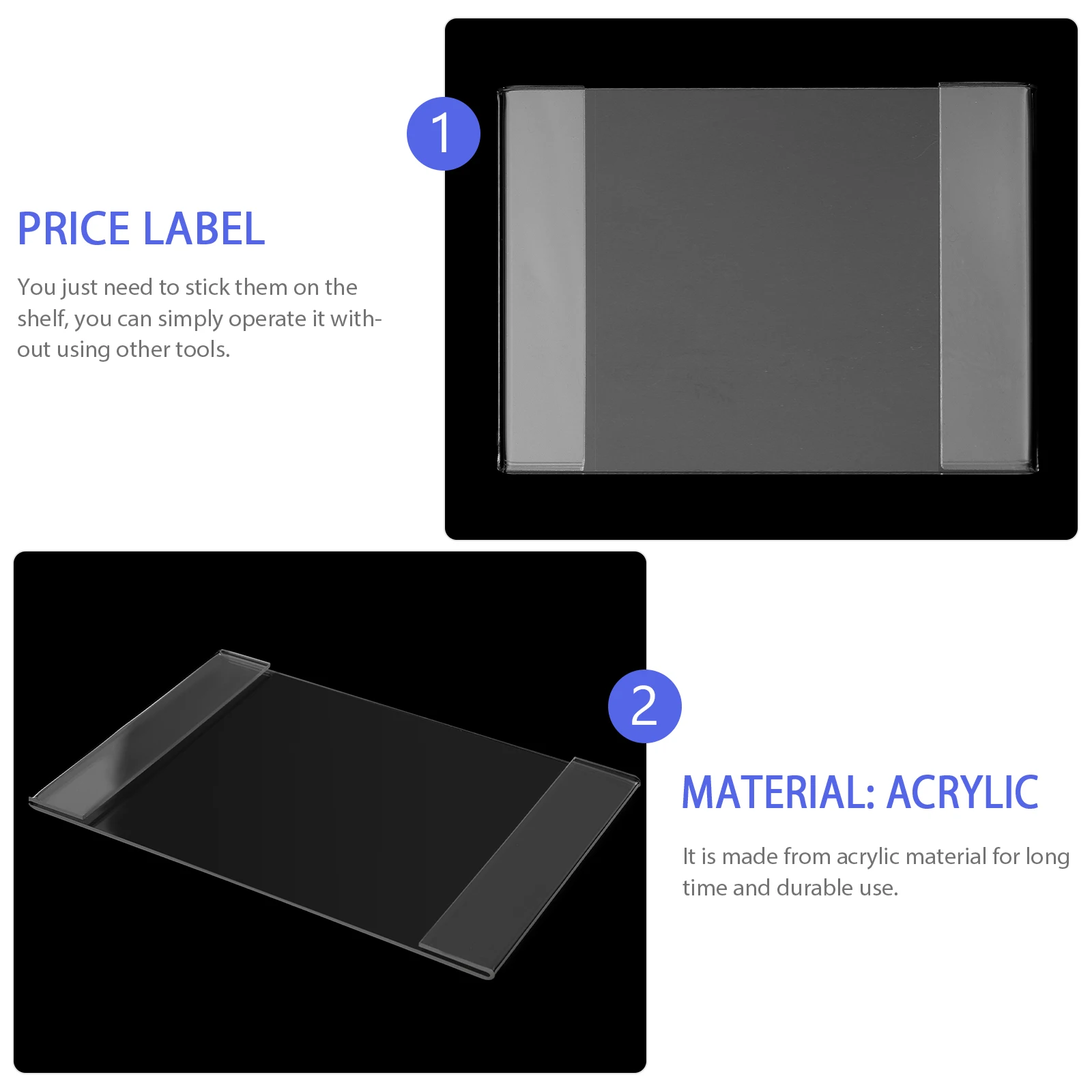 

10 Pcs Stickers Price Tag Retail Labels Holder Acrylic Plastic Shelf Edges Holders