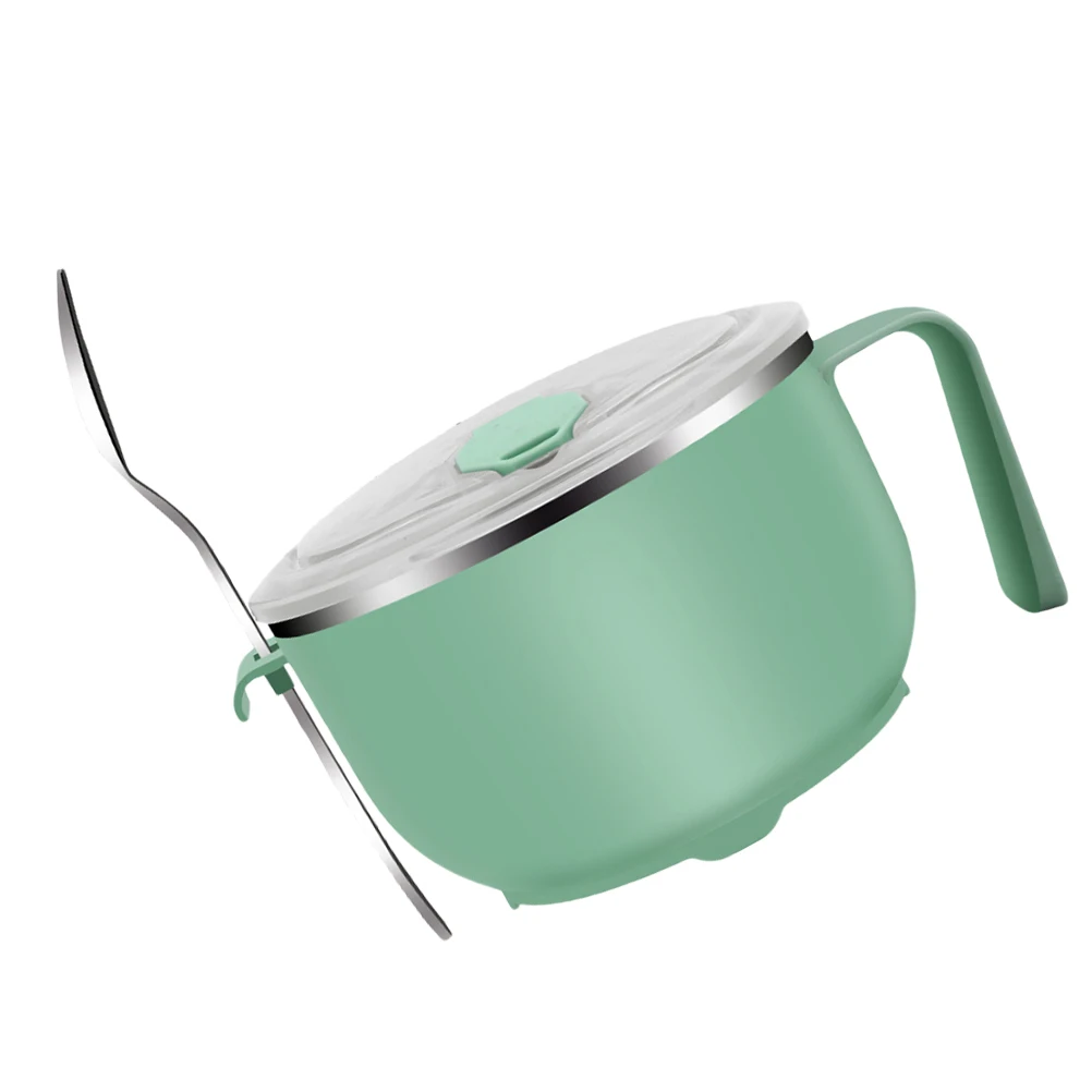 

1 Set Stainless Steel Soup Bowl 1200Ml Handheld Rice Noodle Bowl Drainage Hole Anti-Scald Handle Lunch Salad Container