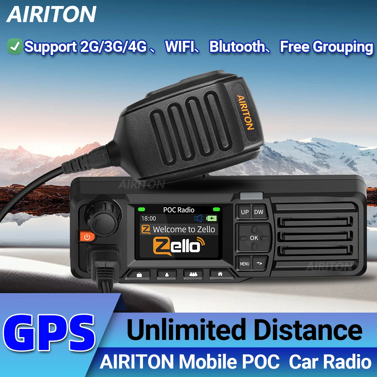 

AIRITON AI-828 Мобильный POC Автомобильный Радио Глобальный GPS Необмеженание расстояния Сеть Zello Walkie Talkie Bluetooth 2G 3G 4G Android WIFI